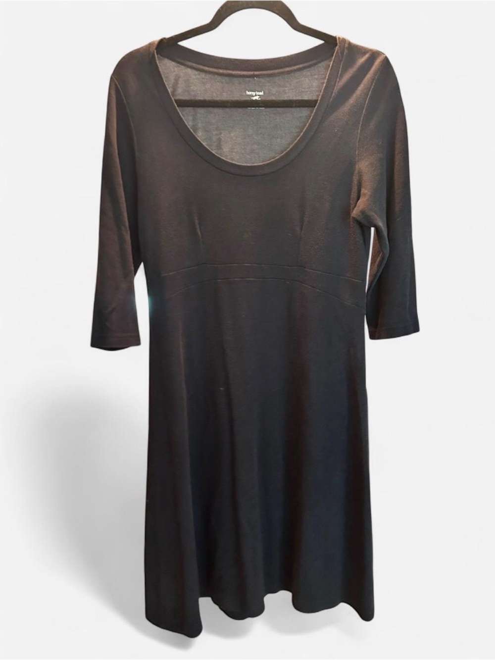 Black Scoop Neck Three-Quarter Sleeve Dress by Horny Toad